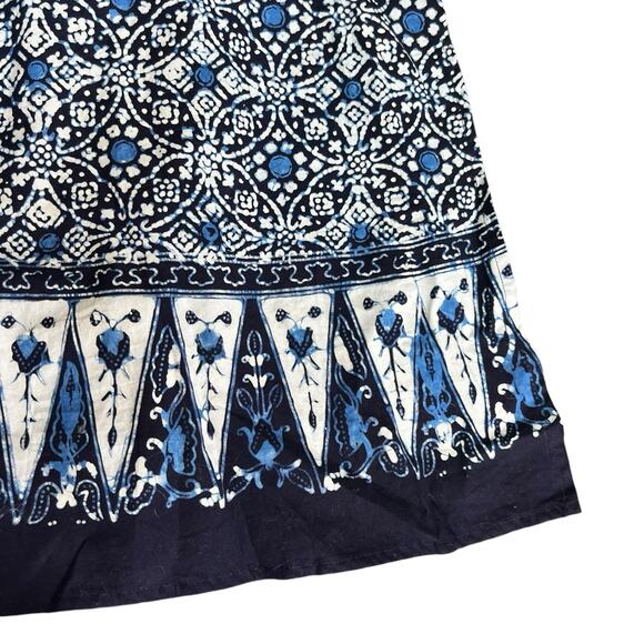 Batik Keris Navy Blue Wrap Skirt One Size Wax Print Cotton - Picture 3 of 12